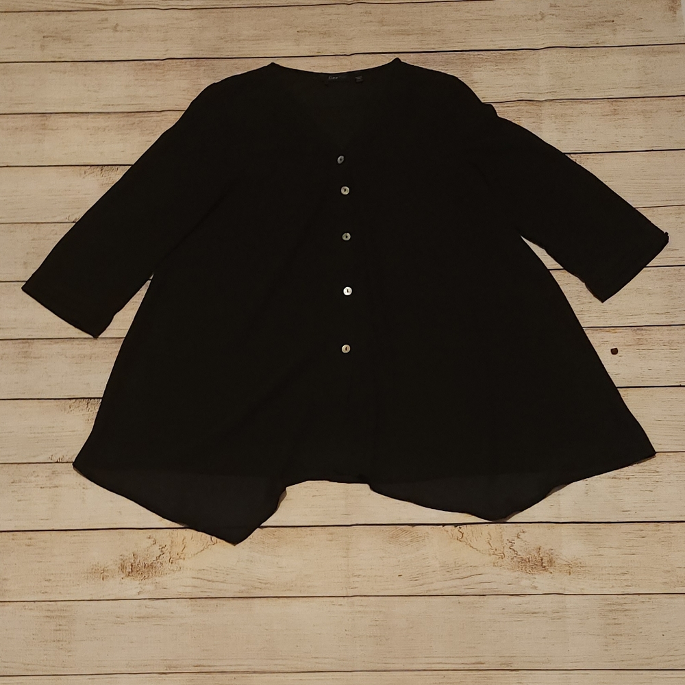 Dex Semi Sheer Black Top